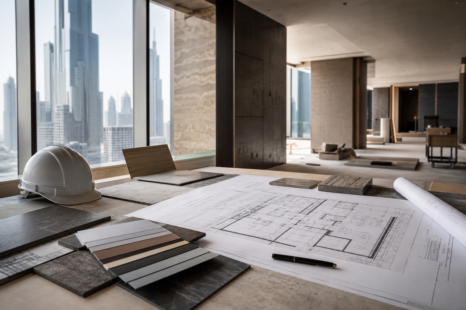 Architectural drawings, finish samples and site coordination materials
