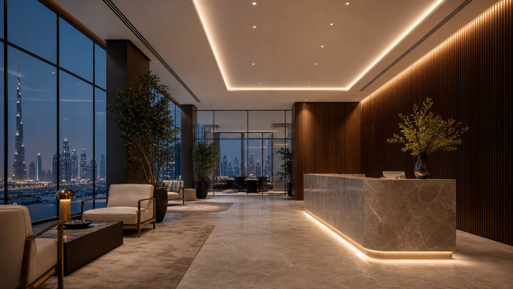 Contemporary UAE workplace delivered through coordinated fit-out